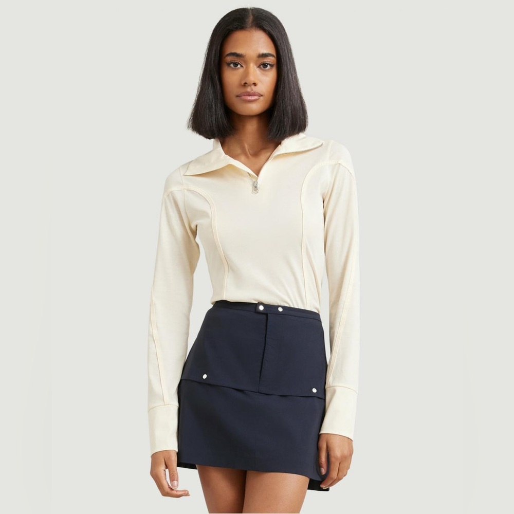 Modern Citizen Tanley Zip Collar Contour Long Sleeve XS Cream NWT